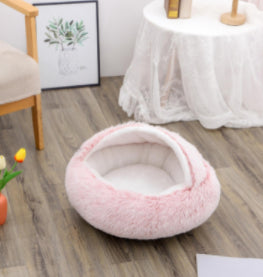 2 In 1 Pet Winter Round Plush Bed