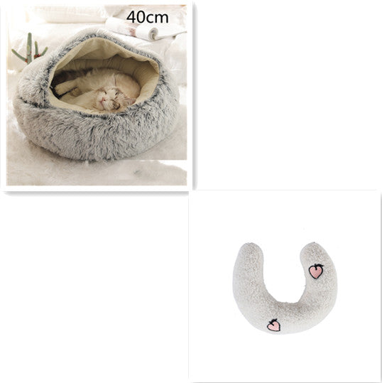 2 In 1 Pet Winter Round Plush Bed