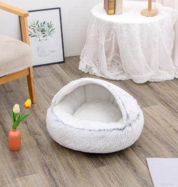 2 In 1 Pet Winter Round Plush Bed