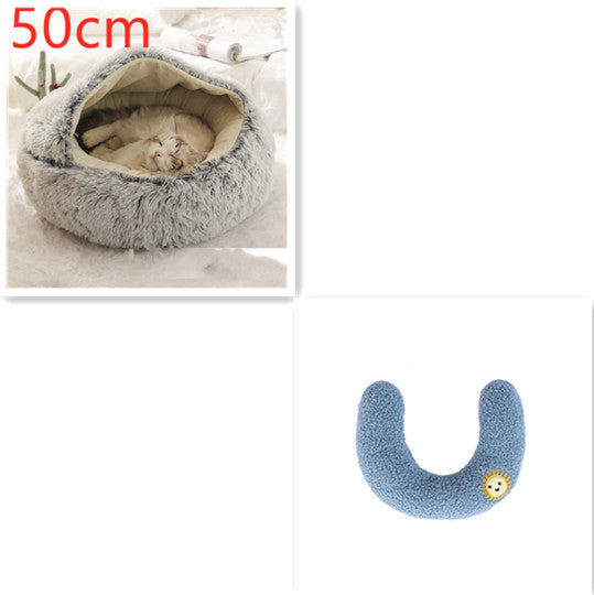 2 In 1 Pet Winter Round Plush Bed