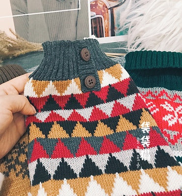 Pet Leaf Pattern Lapel Sweater