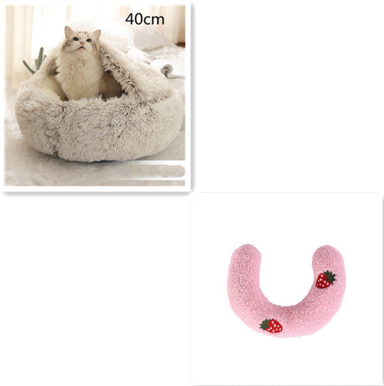 2 In 1 Pet Winter Round Plush Bed